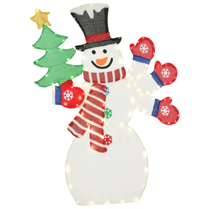 4FT Lighted Snowman, Light Up Christmas Decor with 148 LEDs, Stakes and Zip Ties, IP44 Waterproof for Outdoor Yard