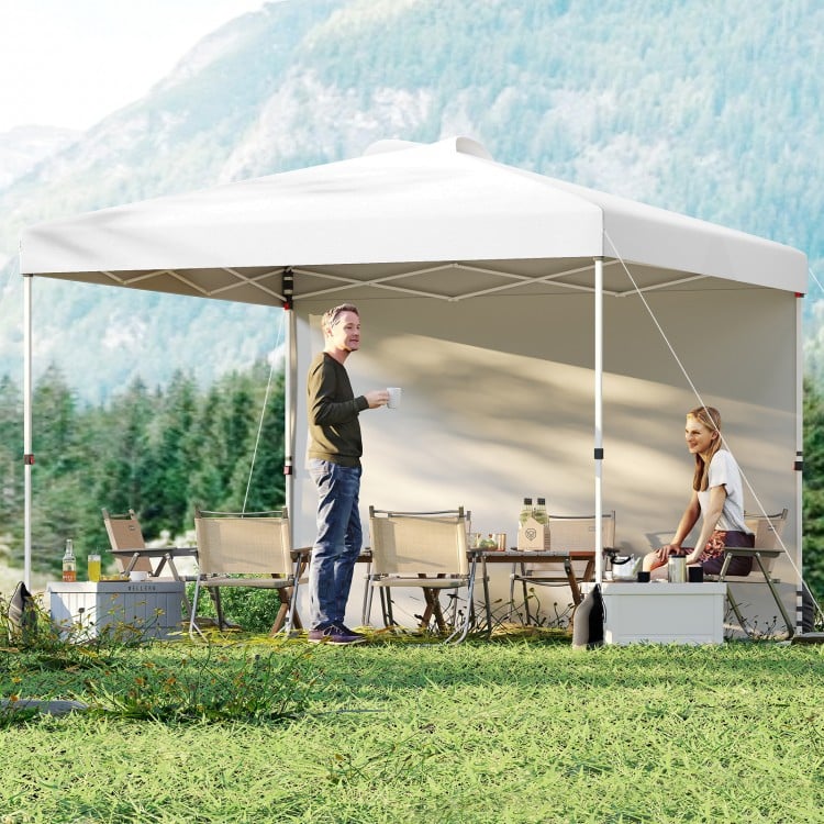 10 X 10 FT Pop up Canopy Tent with 1 Sidewall and Wheeled Bag-White