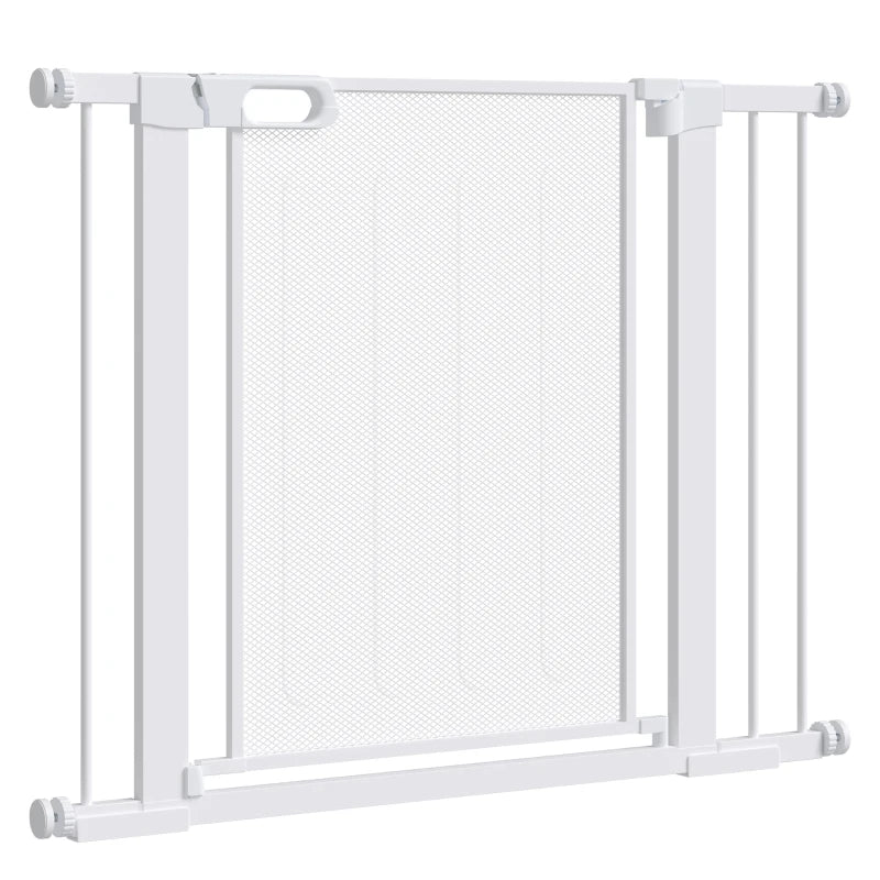 29.5"-40.6" Metal Pet Gate, Dog Gate with Auto Closing Door, Double Locking, for Doorways, Stairs, Hallways, White