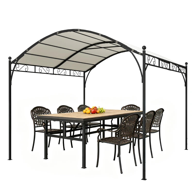 10' x 10' Outdoor Pergola with UV30+ Canopy Galvanized Steel Frame Sun Shade with Arched Top, Cream White