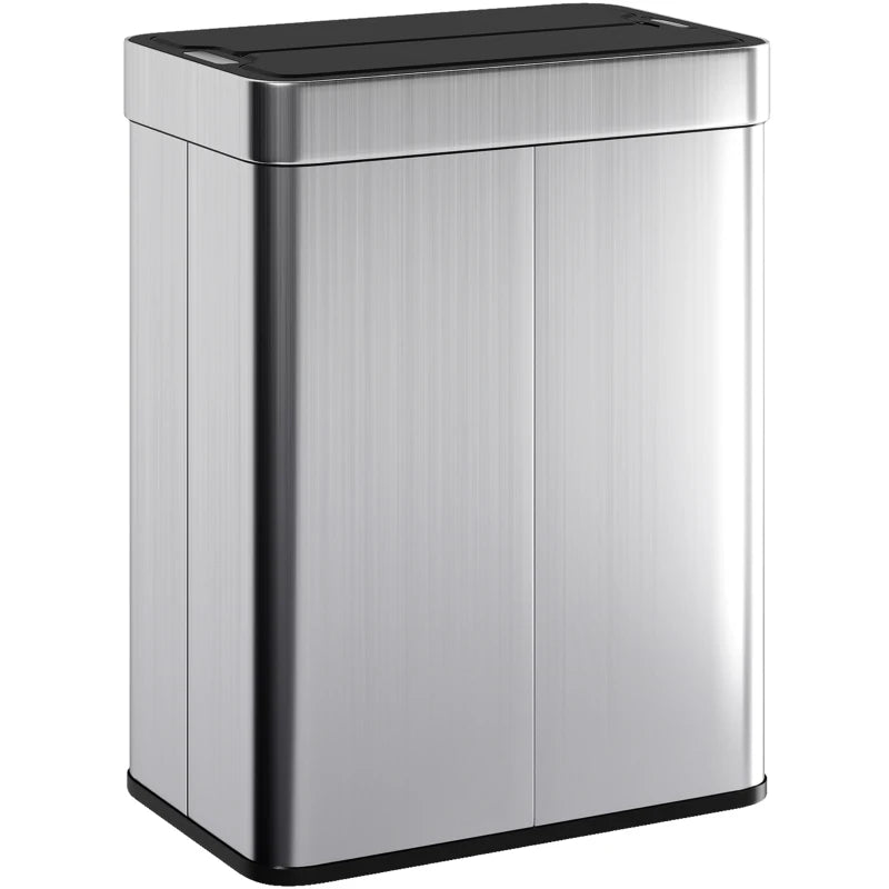 13.2 Gallon Sensor Can, Automatic Garbage Can with Soft-Close Butterfly Lid, Fingerprint-Proof Stainless Steel, Silver