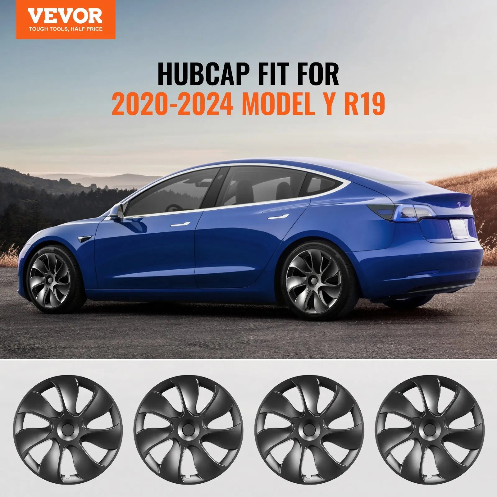 VEVOR 19" Wheel Rim Cover for 2021-2023 Model Y Hubcap with Valve Nozzle Hole