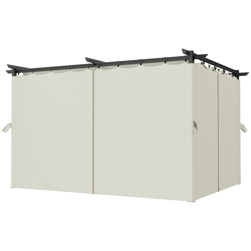 10' x 13' Pergola with Retractable Canopy and Curtains, UPF30+ Sun Shade Shelter for Grill, Garden, Backyard, Deck
