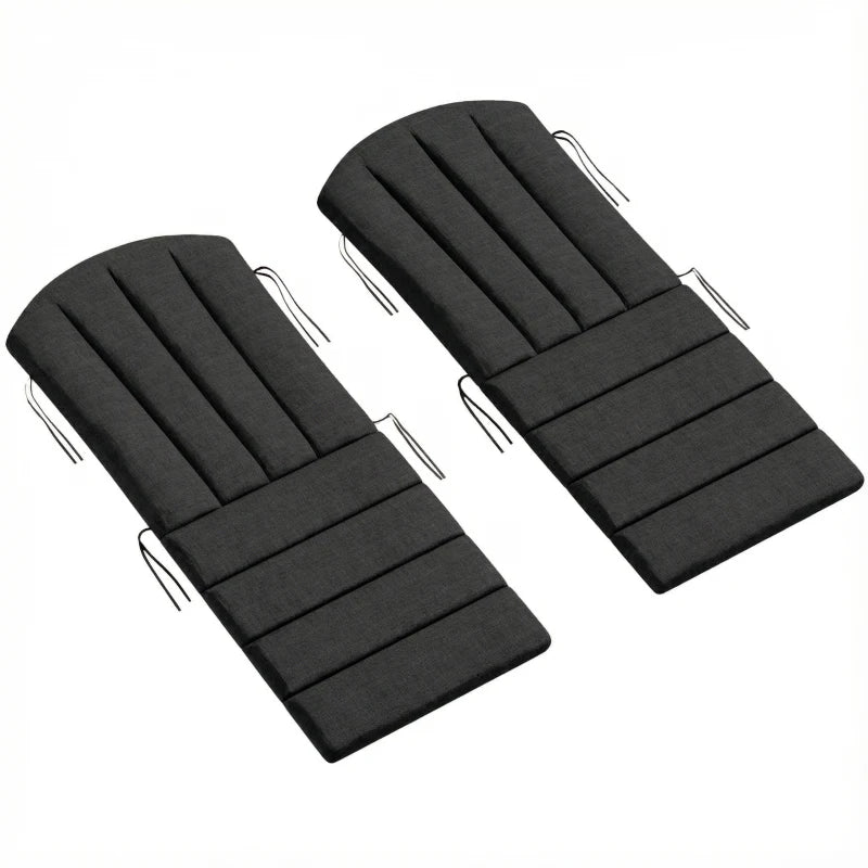 Set of 2 Patio Chair Cushions, High Back Adirondack Chair Cushion with Ties, High-Density Foam, Black