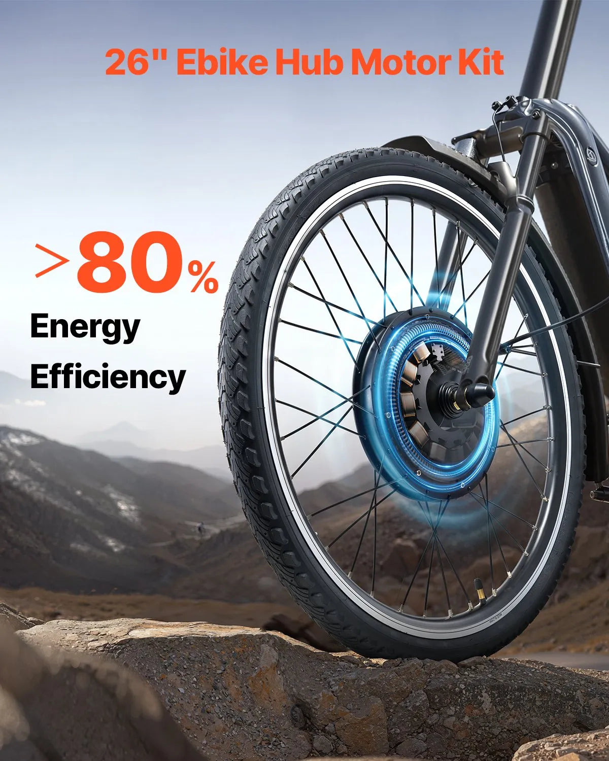 VEVOR 1000W Electric Bike Conversion Kit 48V 26" Front Wheel E-Bike Hub Motor