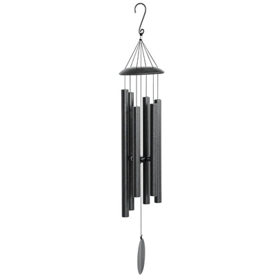 45" Wind Chimes Outdoor Deep Tone Wind Chime with 6 Aluminum Tubes and Hook for Patio, Yard, Garden Decor, Dark Grey