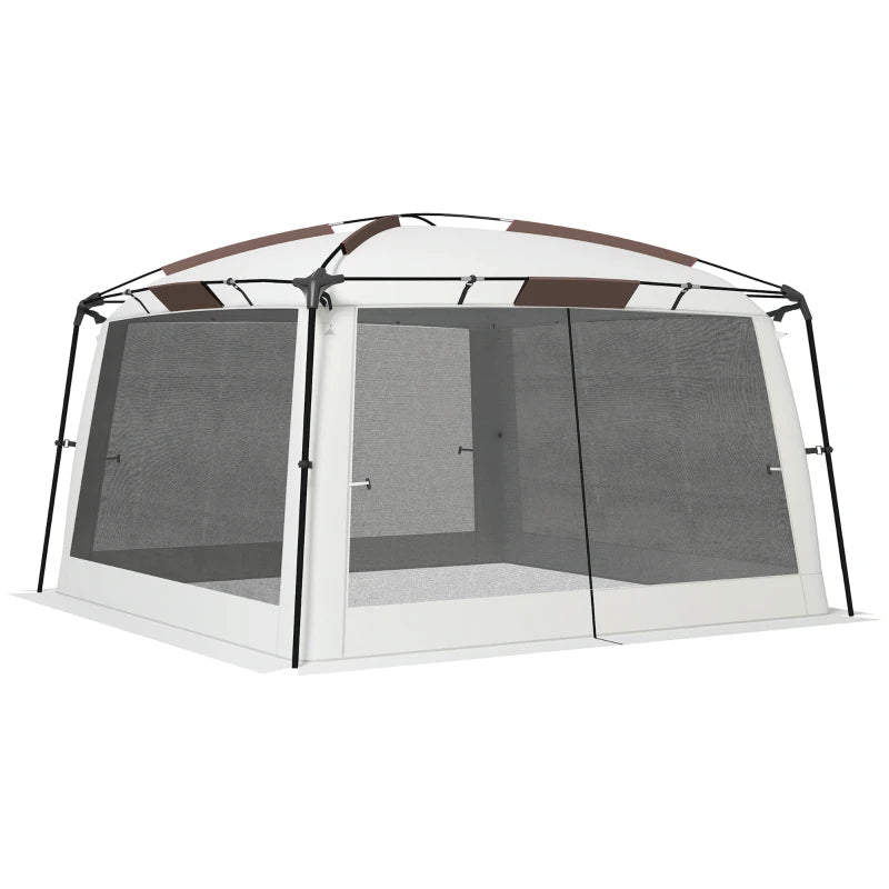 12' x 12' Screen Tent, UV50+ Protection Outdoor Screen House with Carry Bag & Ground Stakes, Fits 6-8 People, White