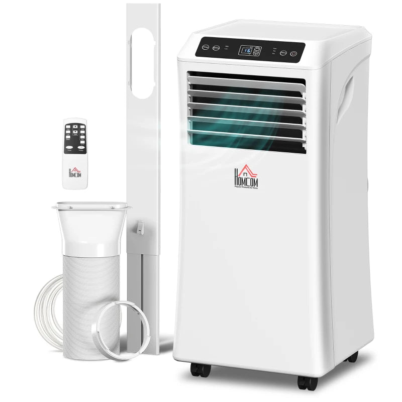 10,000BTU Mobile Portable Air Conditioner with Cooling, Dehumidifier, 2 Speed Fans, 24-Hour Timer for Bedroom, White