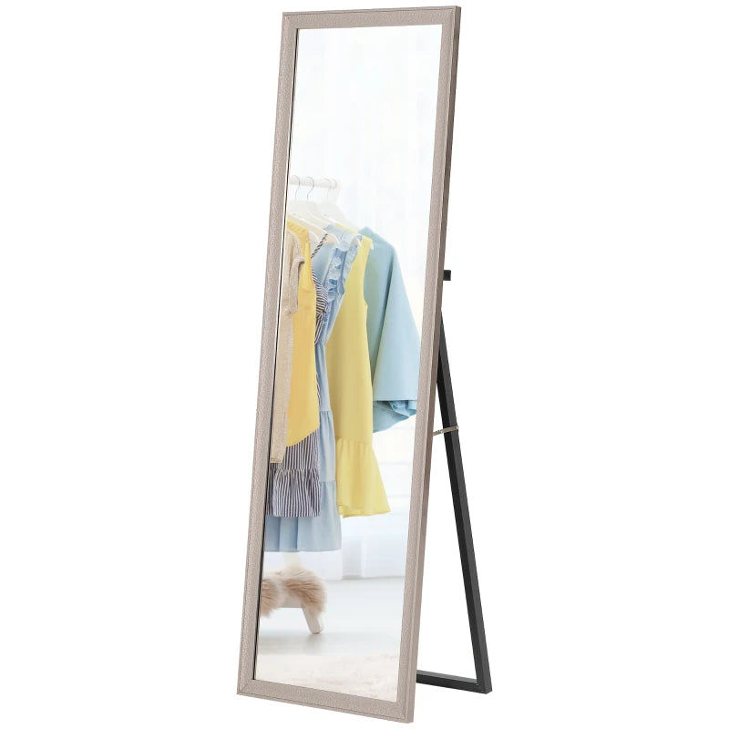 64" x 21" Rectangular Full Length Mirror with Frame, Free Standing, Wall Mounted or Leaning, Gunmetal Silver