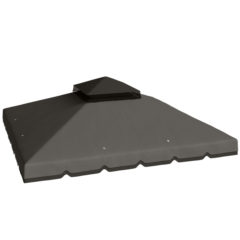 10' x 10' Gazebo Canopy Replacement, Double-Tier Outdoor Gazebo Cover Top Roof, TOP ONLY, Light Grey/Dark Grey