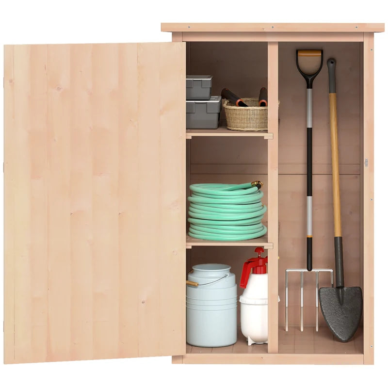 29.9"x21.7"x45.3"Garden Storage Shed with Asphalt Roof, Outdoor Storage Cabinet w/ Shelves, Natural
