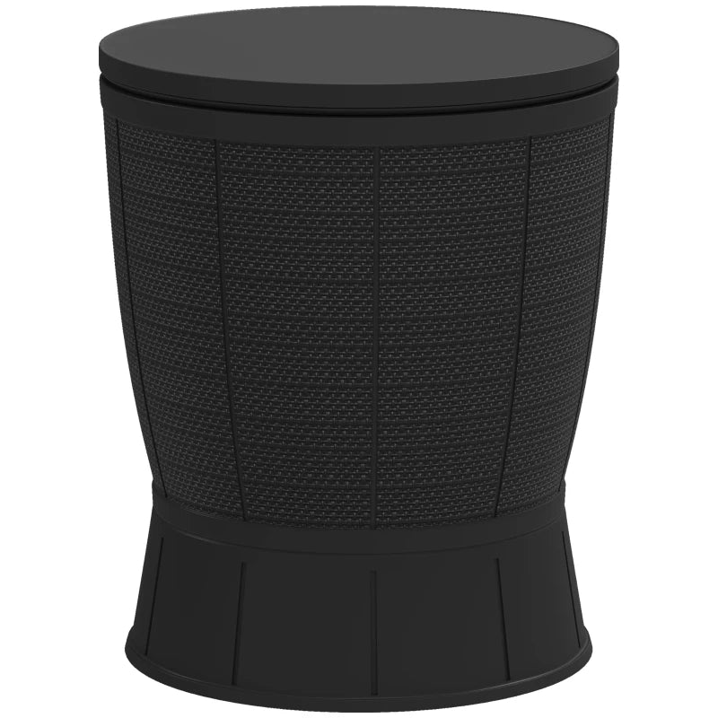 11 Gallon Patio Cooler Side Table, Outdoor Cooler Bar Table with Height Adjustable Top, Drainage Plug, Black