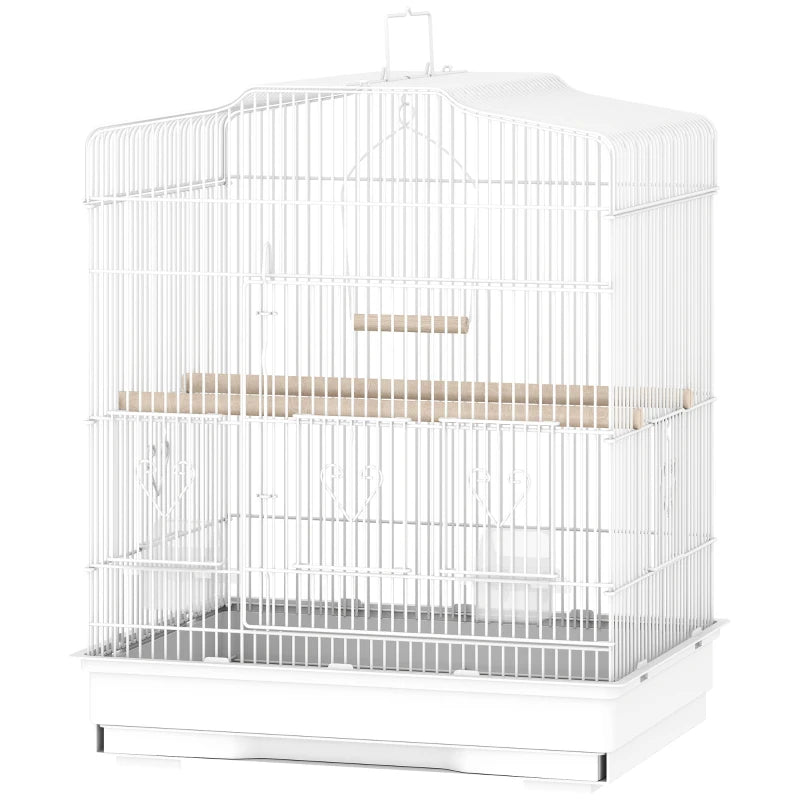 23" Bird Cage, Finches Canaries, Parrot Cage with Doors Perches, 2 Feeder Pet Supplies, White