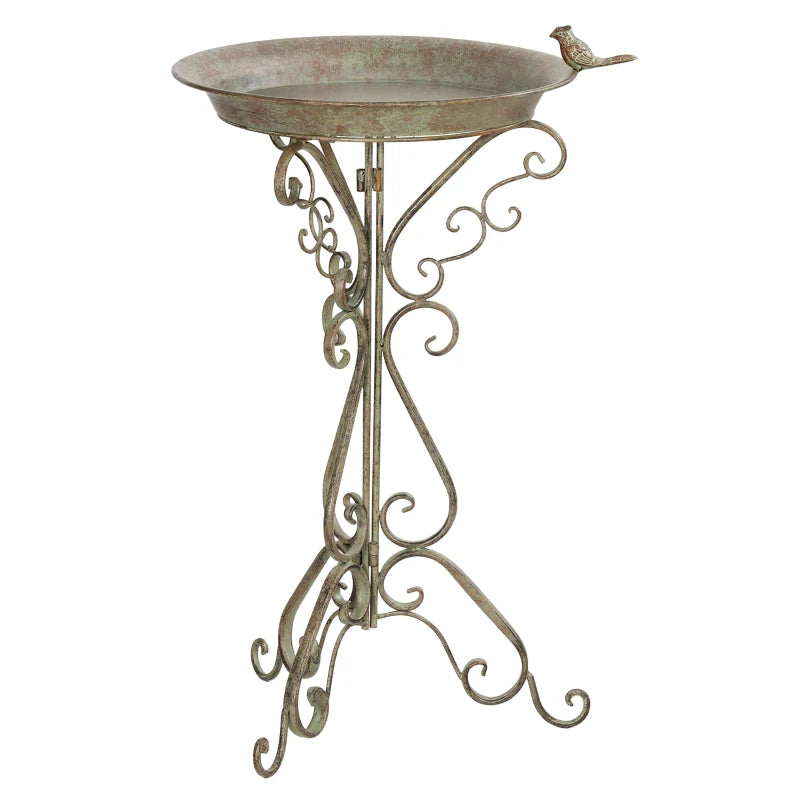 30" Tall Bird Bath with Bird Statue and Decorative Stand, Freestanding Vintage Garden BirdBath Bowl Pedestal