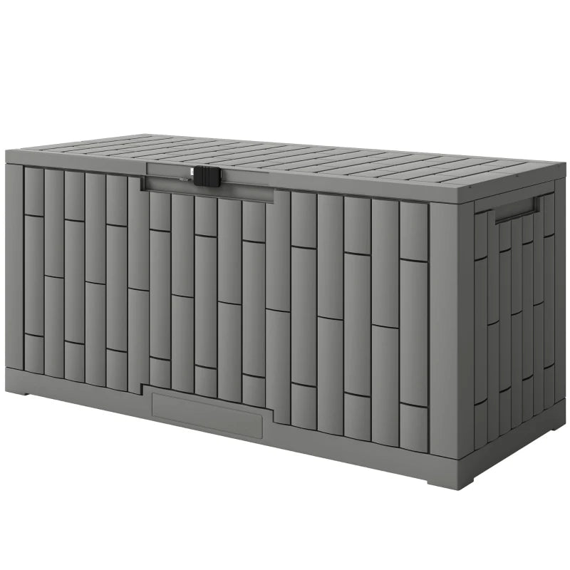 120 Gallon Resin Deck Box, Lockable Outdoor Storage Box, Splash-Resistant & UV Resistant Patio Storage Container