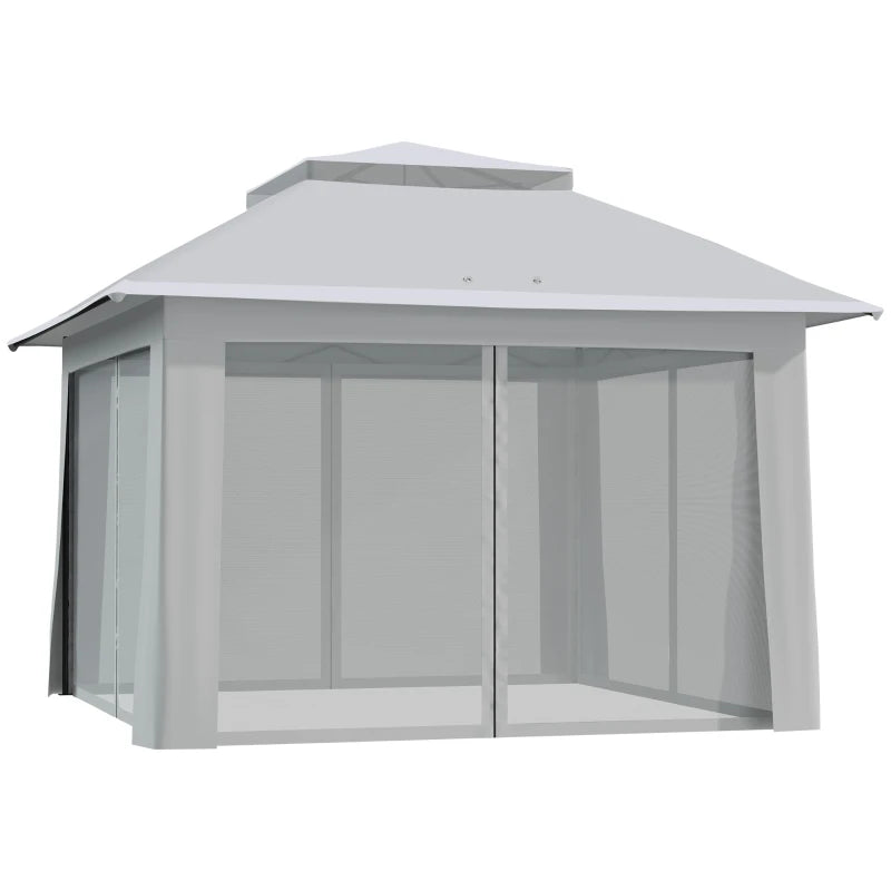 12' x 12' Foldable Pop-up Party Tent Instant Canopy Sun Shade Gazebo Shelter with Steel Frame, Light Grey