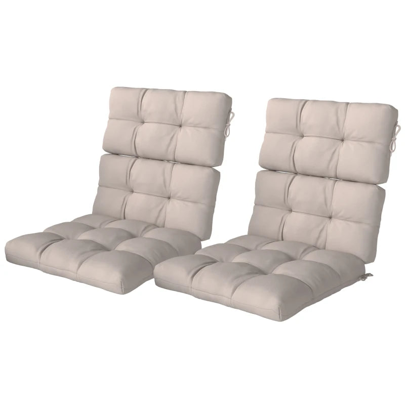 2-Piece Back Seat Cushion Replacement, Outdoor Patio Chair Cushions Set with Ties, Button Tufted, Beige