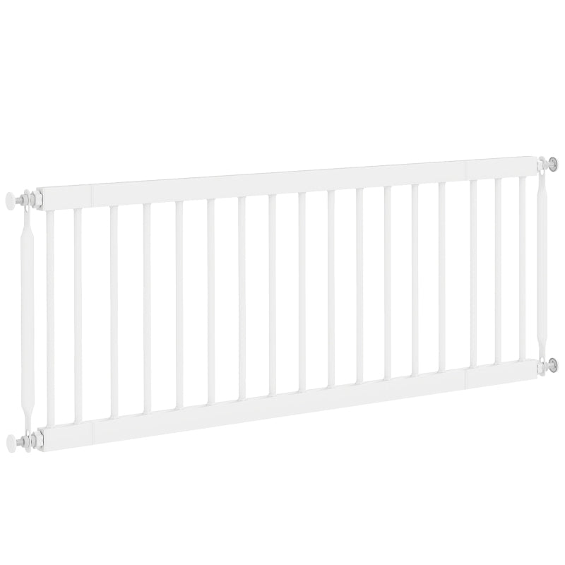 26"-37" Dog Gate, Adjustable Pet Gate, Fits 14" Tall with 2 Extension, Pressure Mount Kit for Stairs and Doorways, White