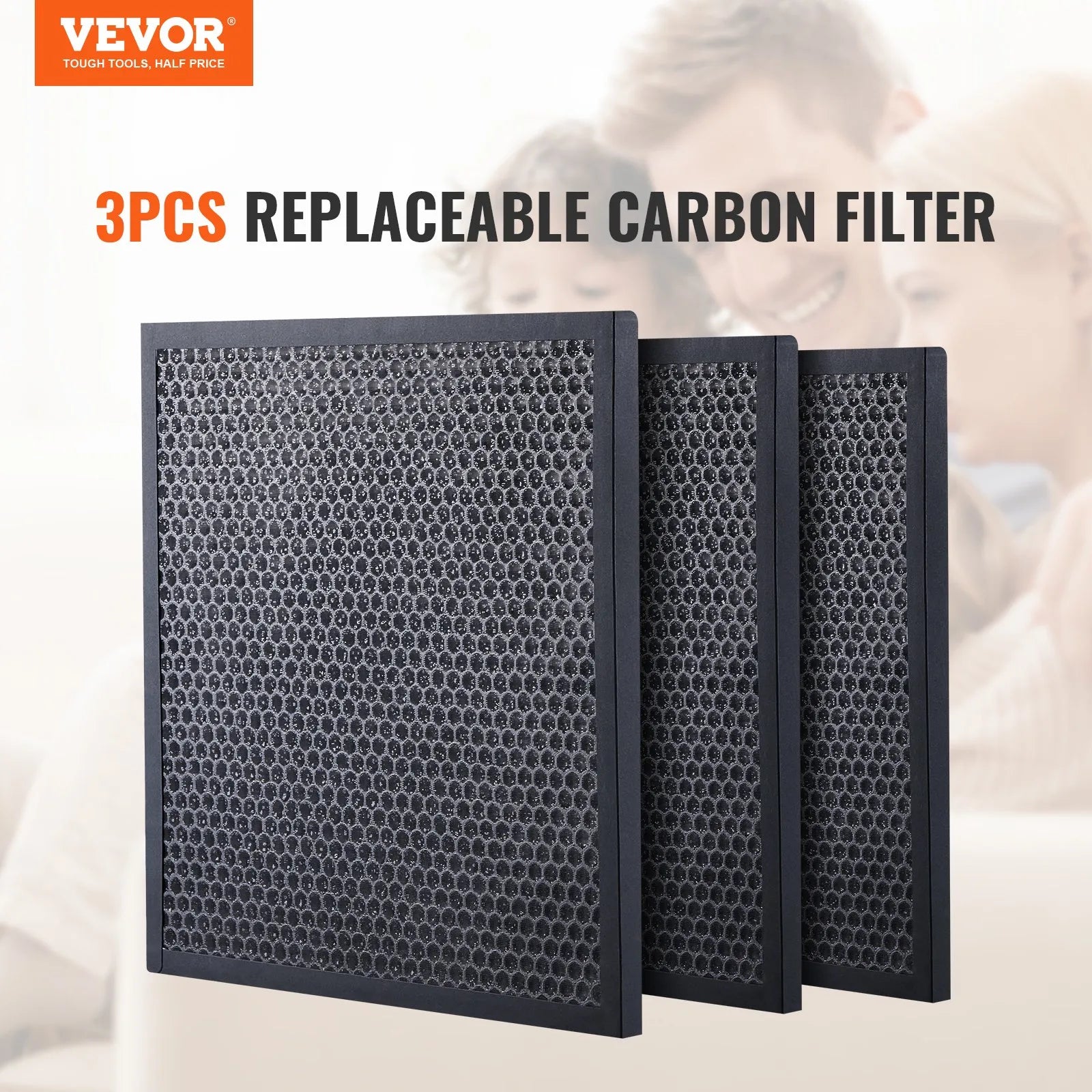 VEVOR Active Carbon Filters, 3 Pack, 15.75 x 15.75 inch Air Filter Replacement, High-efficient Stage 2 Filters Compatible w/ BlueDri & VEVOR Scrubber, Air Purifiers, Water Damage Restoration Equipment
