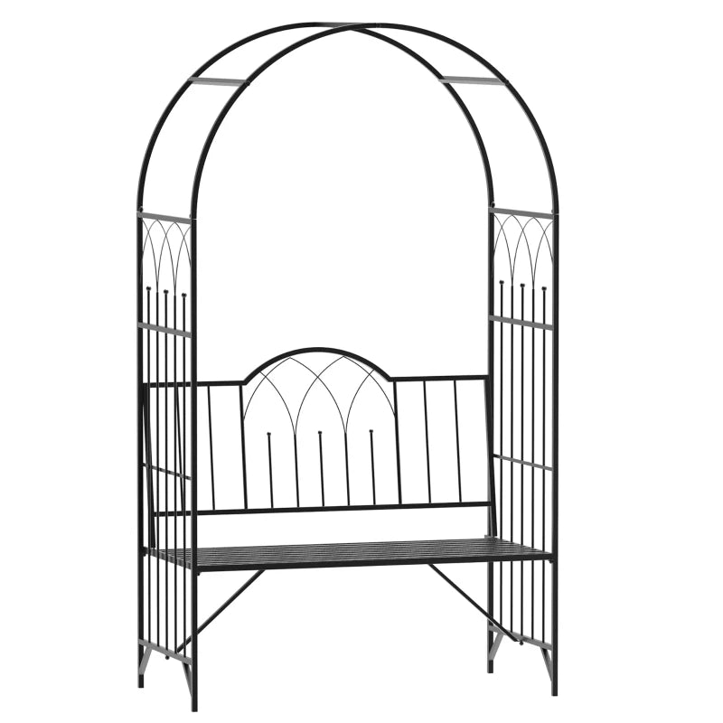 43" Garden Arbor Bench Trellis for Vines Climbing Plant Outdoor Decor Arch- Black