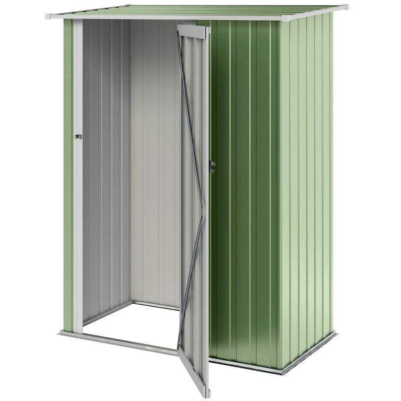 5 x 3ft Outdoor Storage Shed Metal Garden Shed Cabanon with Sloped Roof, Lockable Door for Tool, Light Green