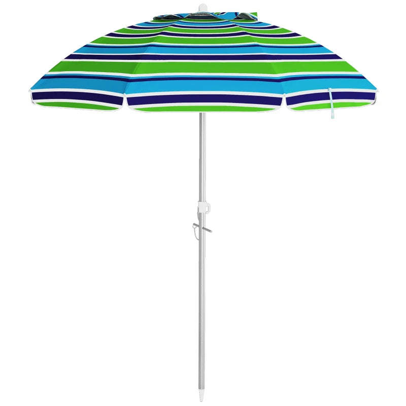 6ft Travel Beach Umbrella with Sand Anchor Height Adjustable Sun Umbrella with Tilt Bag 40+ UV Protection Multicolour