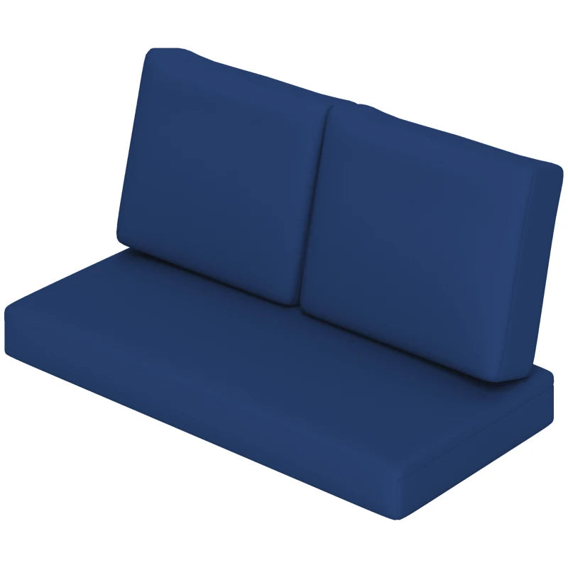 2 Seater 5" Thick Outdoor Seat Cushions with 7" Backrest, Loveseat Outdoor Furniture Cushions, Navy Blue