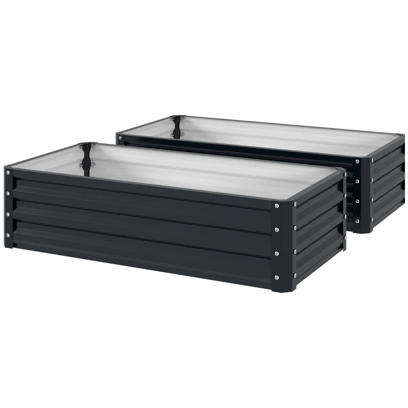 4' x 2' x 1' Raised Garden Bed, Set of 2 Galvanized Planter Box for Vegetables, Flowers, Herbs, Grey