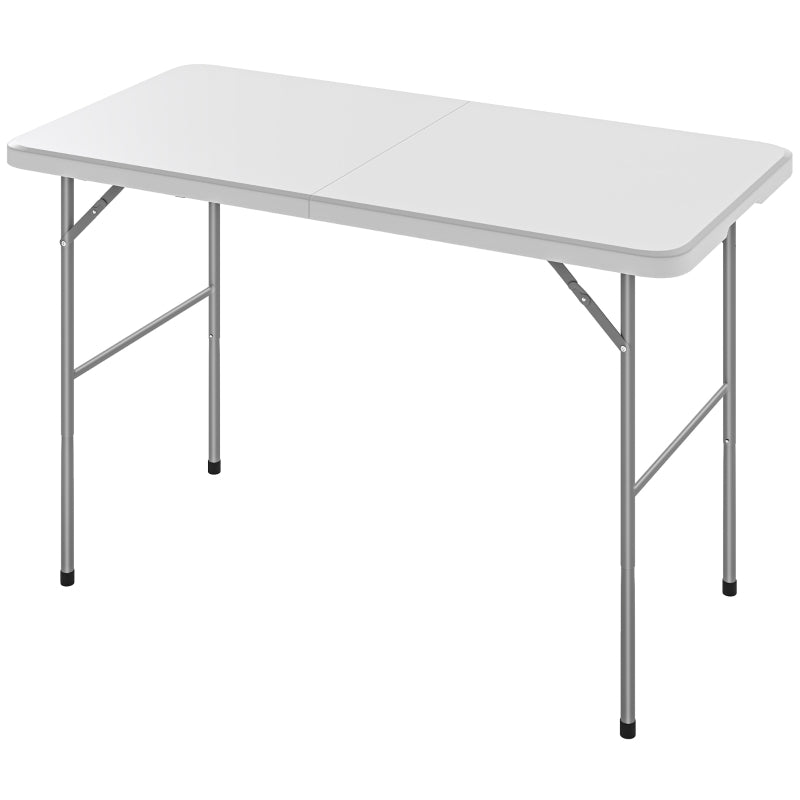 47" x 24" Folding Camping Table, Picnic Table with 2 Adjustable Heights and Carrying Handle, Indoor Outdoor Use, White