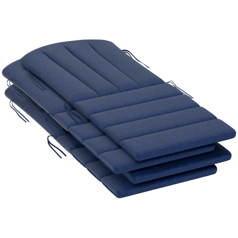 Set of 4 Patio Chair Cushions, High Back Adirondack Chair Cushion with Ties, High-Density Foam, Navy Blue