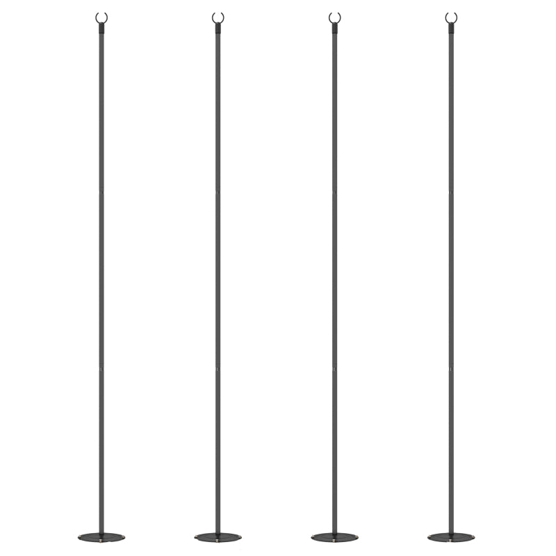 4 Pack of 8' String Light Poles, Steel Hanging Lighting Stand for Patio, Backyard, Deck, Wedding, Party, Black