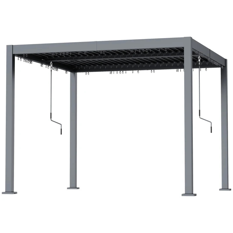 10' x 10' Louvered Pergola with Adjustable Metal Roof and Aluminum Frame, Outdoor Hardtop Gazebo with Drainage System