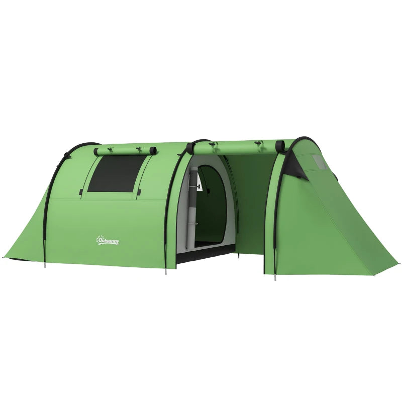 3-4 Person Camping Tent with 2 Rooms, 3000mm Waterproof Portable Family Tent with Carry Bag, Dark Green