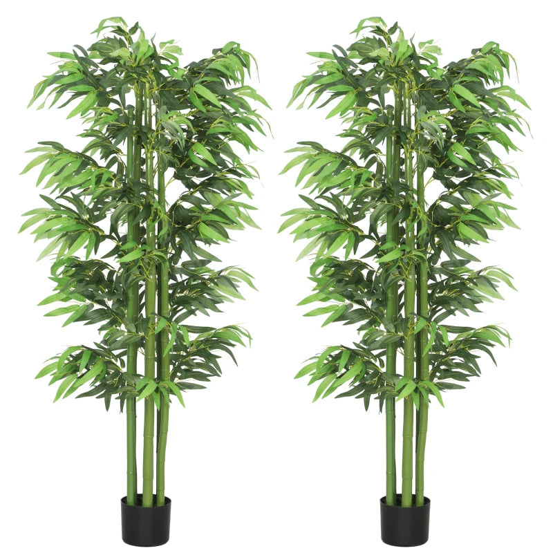 6FT Artificial Bamboo Trees Set of 2, Fake Plants with Nursery Pot for Indoor Decor