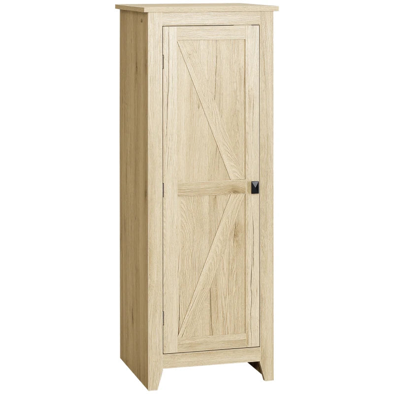 48" Farmhouse Kitchen Pantry Storage Cabinet with Barn Door, Kitchen Pantry Cabinet with Adjustable Shelves, Natural