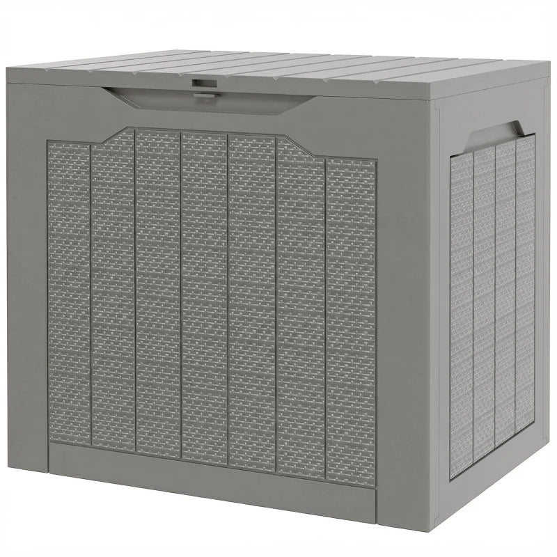 28 Gallon Deck Box, Resin Outdoor Storage Box with Handles, Waterproof and UV Resistant Storage Container