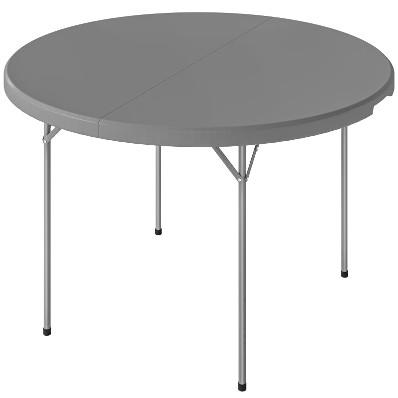 4ft Plastic Folding Picnic Table, Camping Table with Anti-Slip Foot Pads, Indoor Outdoor for Beach, BBQ, Grey