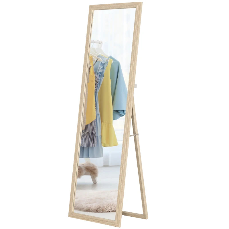 64" x 21" Full Length Mirror, Standing, Wall-Mounted or Leaning Against Wall, for Bedroom, Living Room, Beige