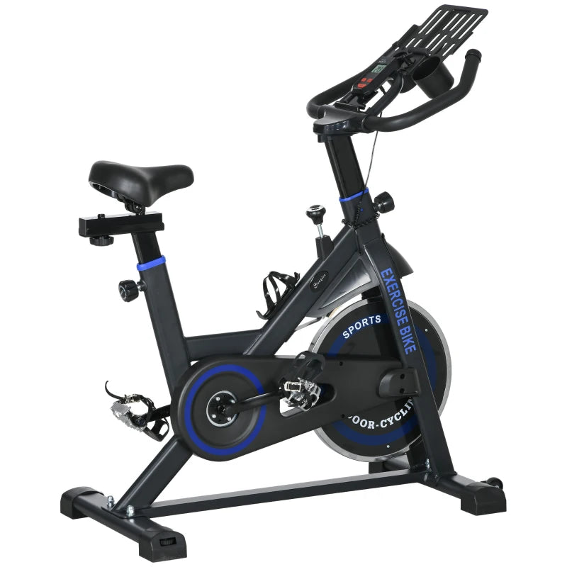 Soozier Adjustable Upright Stationary Exercise Bike w/ LCD Display, Indoor Cycling Bike for Home w/ Adjustable Resistance, Black