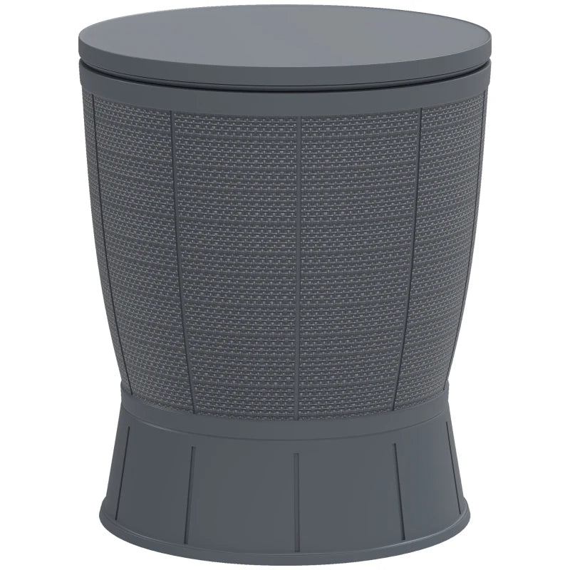 11 Gallon Patio Cooler Side Table, Outdoor Cooler Bar Table with Height Adjustable Top, Drainage Plug, Grey