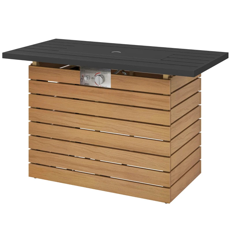 43" Propane Fire Pit Table 50,000 BTU Outdoor Gas Fire Table with Glass Wind Guard, Waterproof Cover
