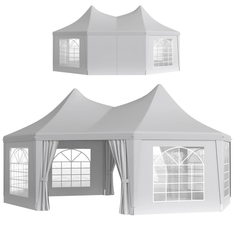 16' x 22' Wedding Event Party Tent High Peak Octagonal Outdoor Gazebo Canopy with Removable Walls, for Weddings, Parties, White