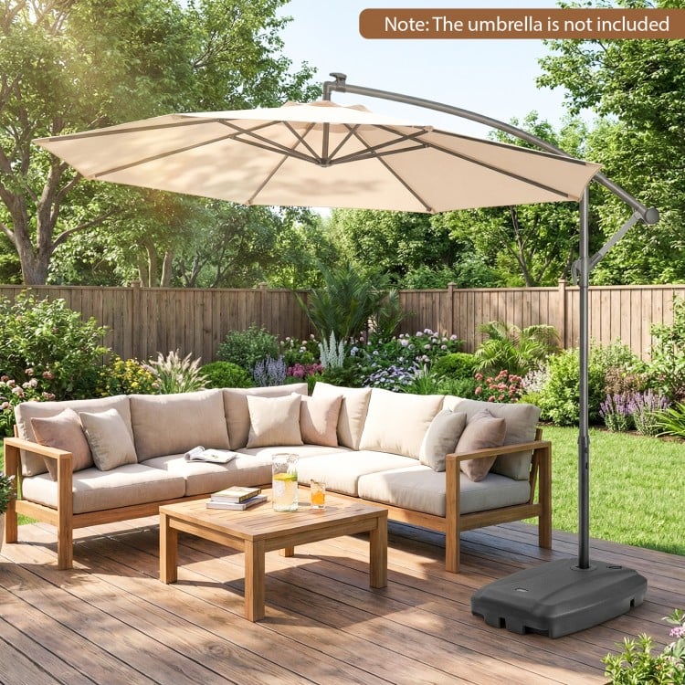 220 LBS Cantilever Patio Umbrella Base Stand with Wheels Fillable offset Umbrella Stand-Black