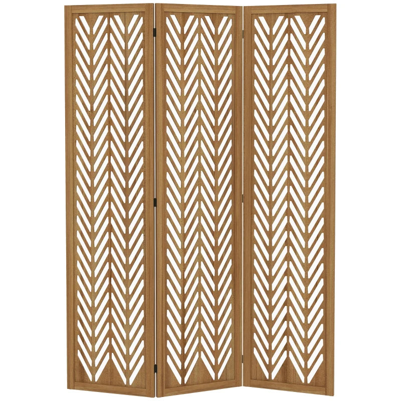 3 Panel Room Divider, 5.6ft Tall Wood Folding Privacy Screens, Freestanding Partition Wall Dividers, Light Brown