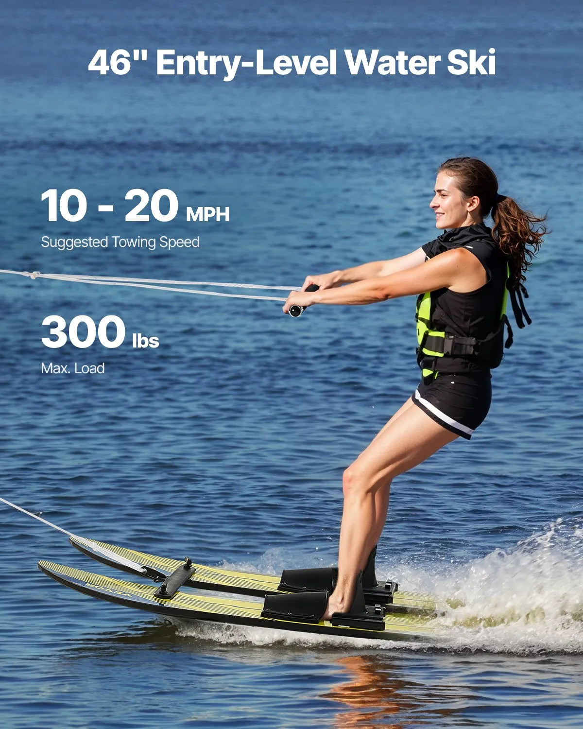VEVOR 46-inch Water Skis Combo Training Water Skis with X-7 Adjustable Bindings
