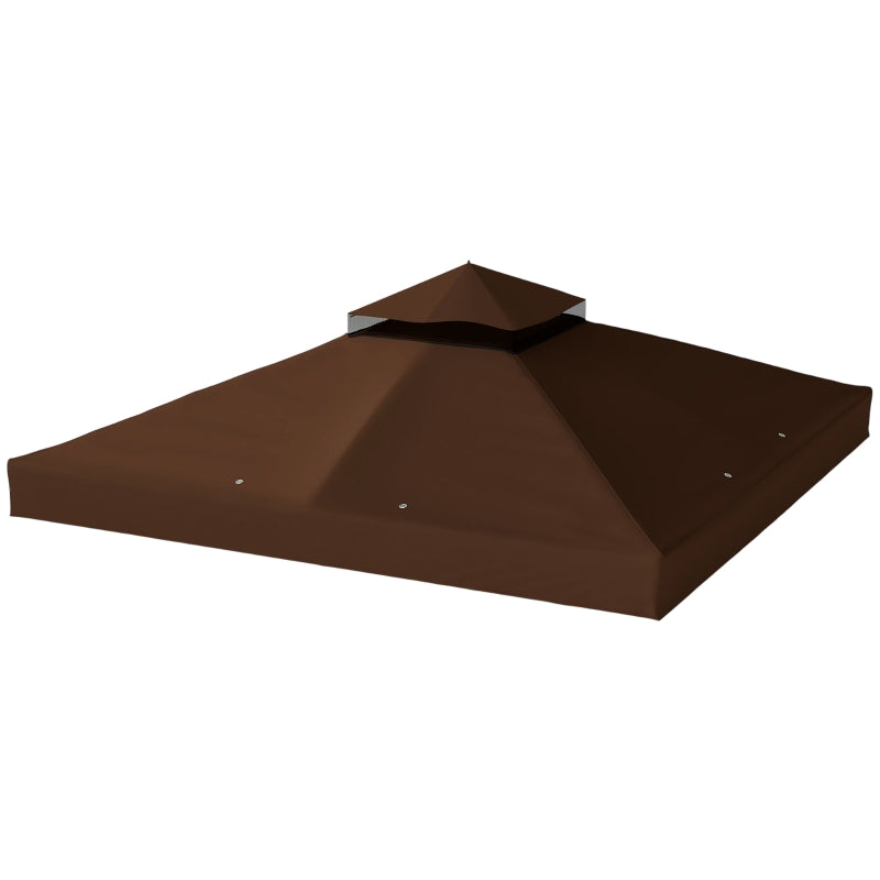 10' x 10' Gazebo Canopy Replacement Cover, 2-Tier Garden Gazebo Roof Replacement, UPF30+, TOP COVER ONLY, Coffee