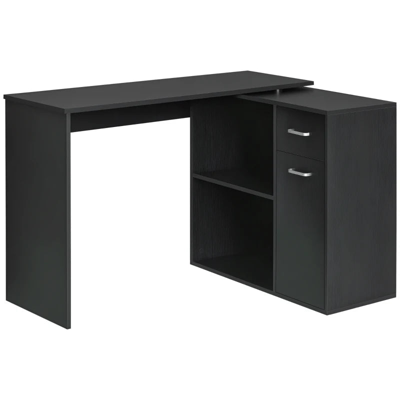 180° Rotating Home Office Corner Desk Storage Shelf Cabinet Black