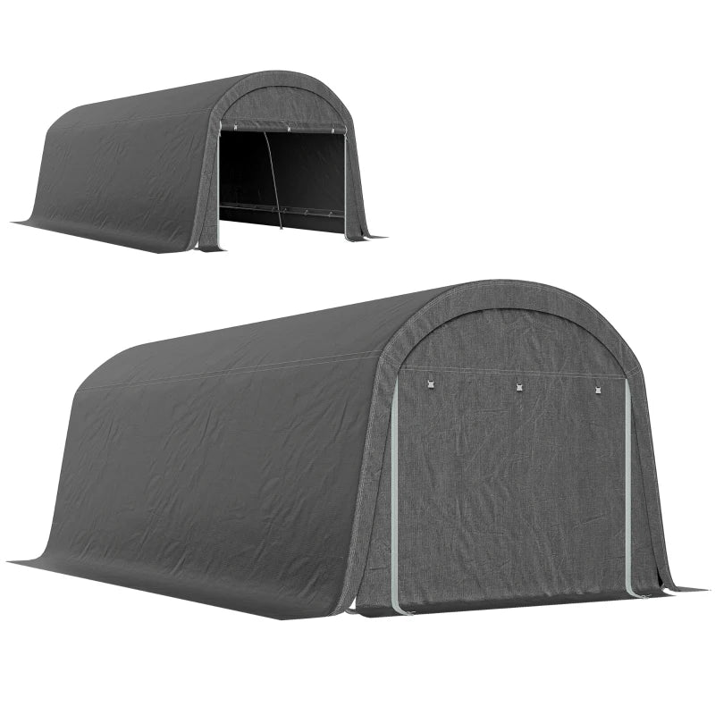 10' x 20' Portable Shed, Motorcycle Bike Tent with Roll-up Door, Galvanised Steel Frame for Garden Tools, Dark Grey