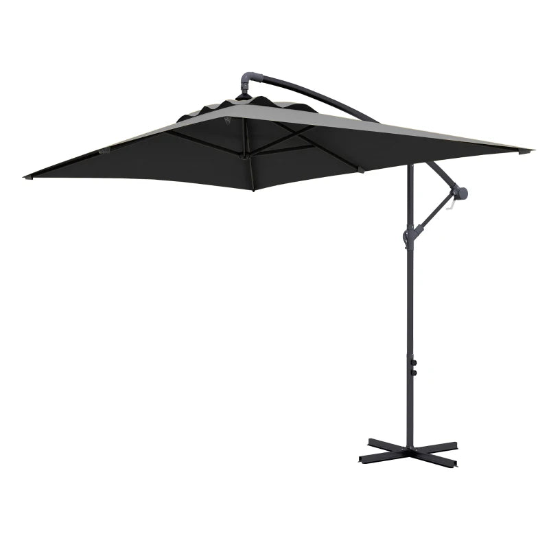 3(m) patio offset umbrella, with Cross Base - Dark Grey