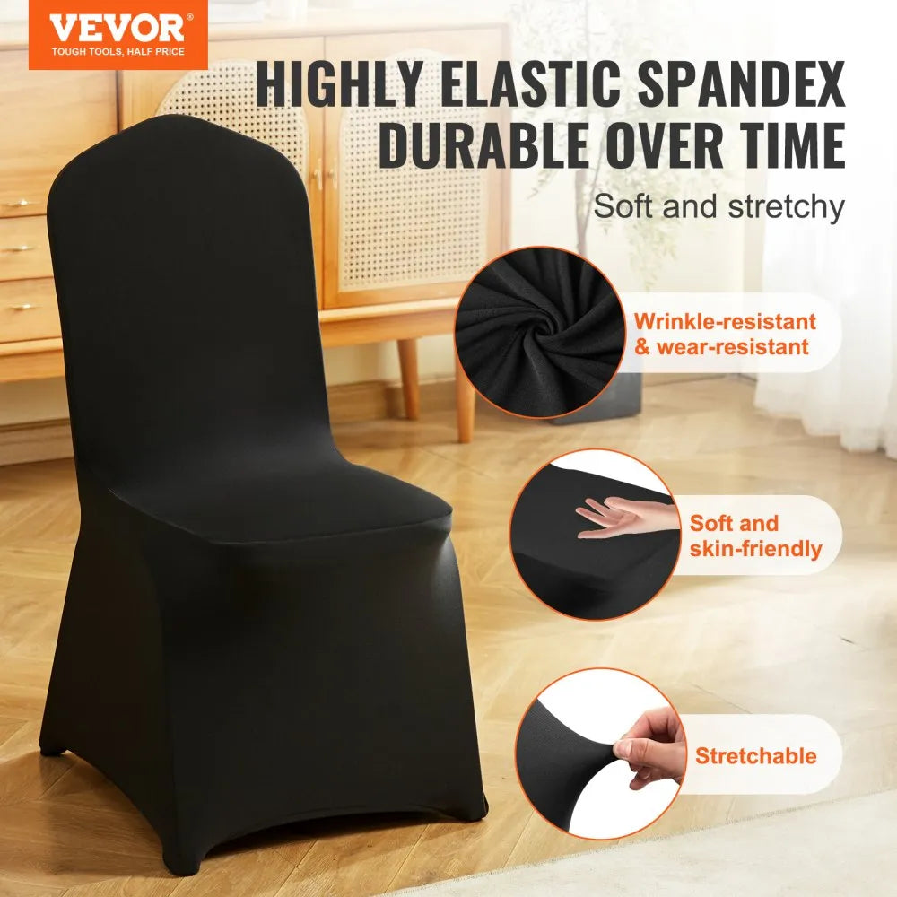 VEVOR 30PCS Black Stretch Spandex Folding Chair Covers for Wedding Party Dining